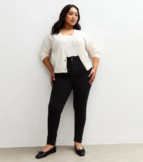 Women's Plus Size Black Yazmin High Waisted Slim Leg Jeans Curves