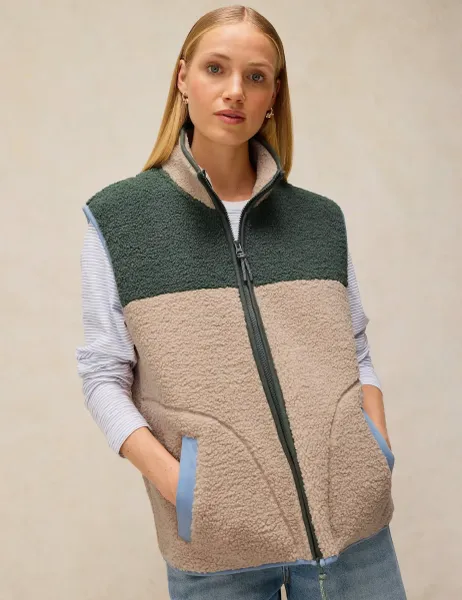 White Stuff Borg Printed Gilet Natural Mix