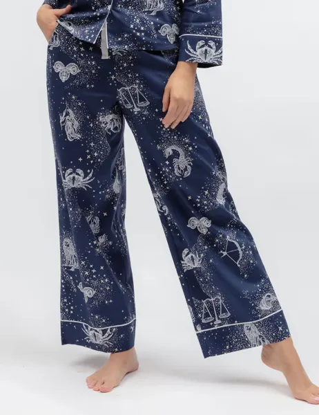 Cyberjammies Cotton Modal Zodiac Print Pyjama Bottoms Navy Mix