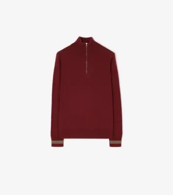 Wool Half-zip Sweater in Carmine red