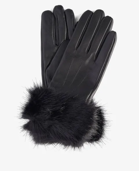 Faux-Fur Trimmed Leather Gloves