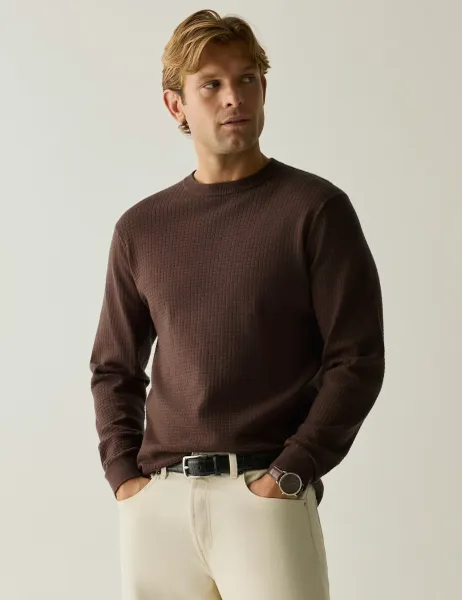 Regatta Cable Knit Crew Neck Jumper Brown