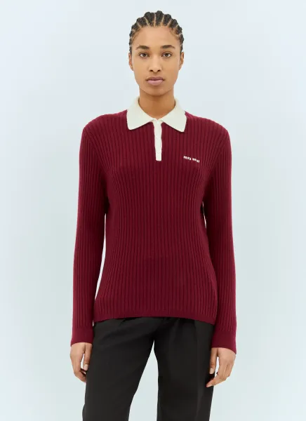 Ribbed Cashmere Polo Shirt