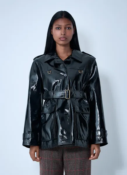 High-Shine Belted Jacket