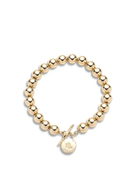 Lauren Ralph Lauren Gold Beaded Chain Bracelet with Padlock
