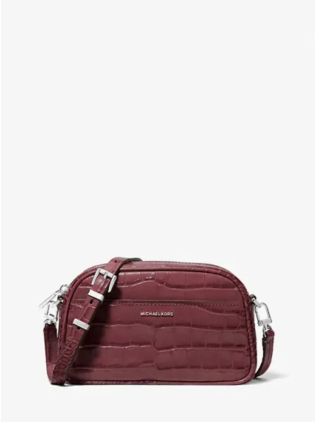 Jet Set Small Crocodile Embossed Leather Camera Crossbody Bag