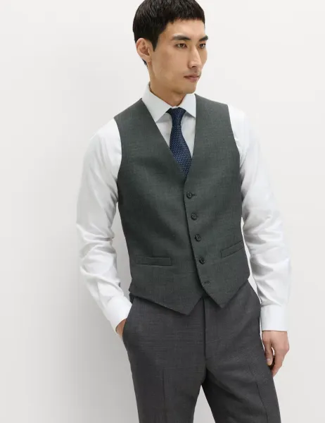 M&S SARTORIAL Premium Pure Wool Waistcoat Charcoal
