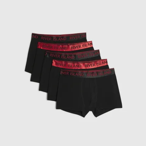 River Island Red And Black Tipped Pack Of 5 Trunks