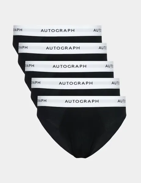 Autograph 5 Pack Supima Cotton Blend Stretch Briefs Black