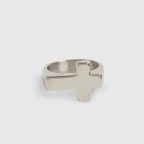 River Island Stainless Steel Cross Ring