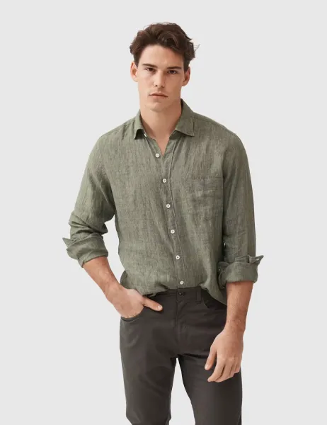 Rodd & Gunn Coromandel Slim Fit Pure Linen Shirt Teal