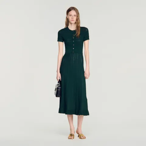 Pointelle knit maxi dress