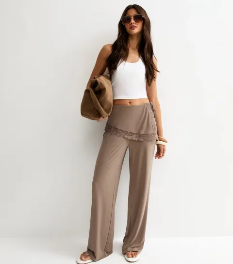 Women's Mink Wrap Tie Wide Leg Trousers