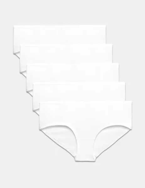 Marks & Spencer 5pk Cotton Rich Lycra Low Rise Shorts White