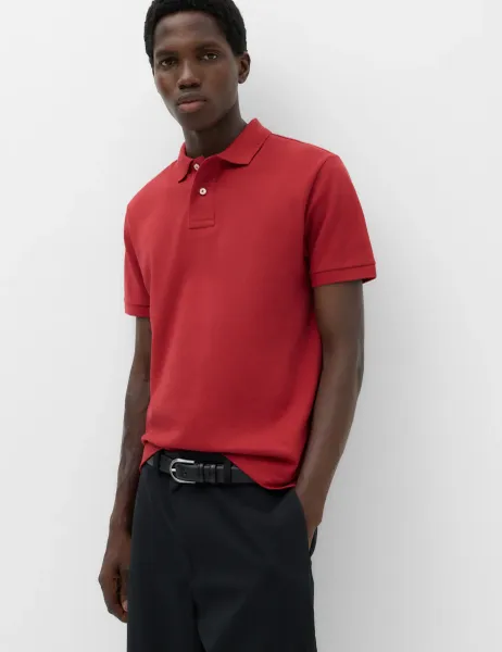 Marks & Spencer The Perfect Cotton Slim fit Pique Polo Shirt Medium Red
