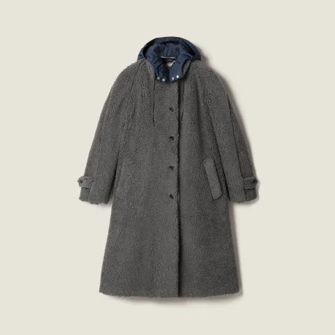 Single-breasted fleece coat