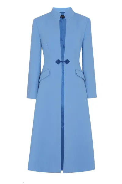 Vanessa Coat in China Blue Double Wool Crepe