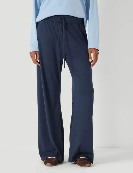 HUSH Modal Blend Drawstring Wide Leg Joggers Navy