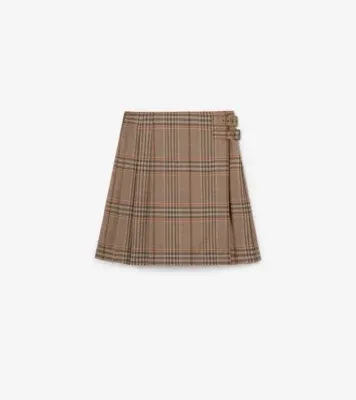 Check Wool Kilt in Sandstone beige