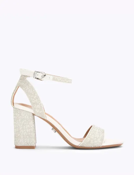 Carvela Embellished Ankle Strap Block Heels White