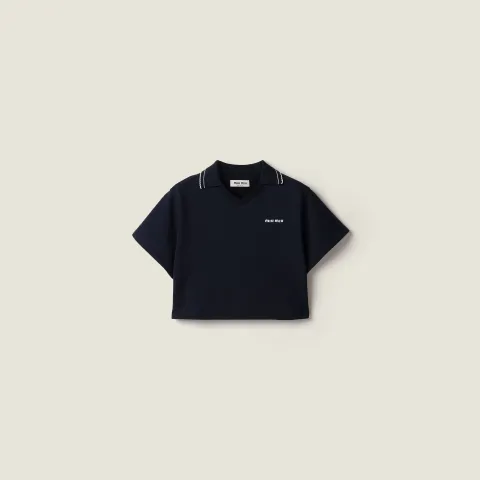 Cropped cotton fleece sweatshirt