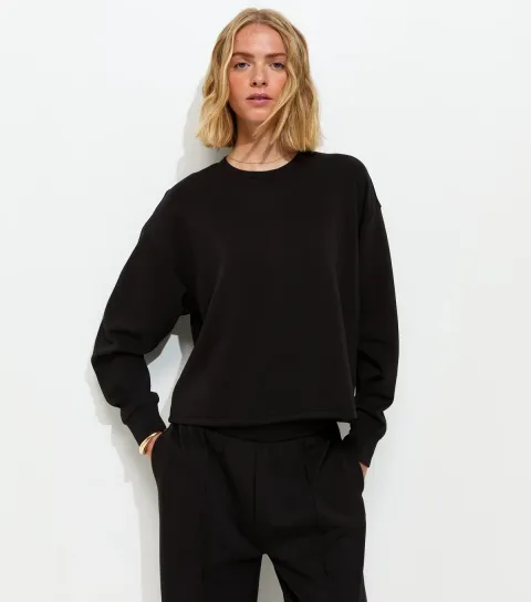 Women's Premium Black Oversized Crew Neck Sweatshirt