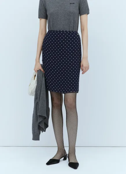 Polka-Dot Silk Chiffon Skirt