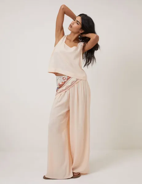 Nobody's Child Linen Rich Wide Leg Trousers Pink