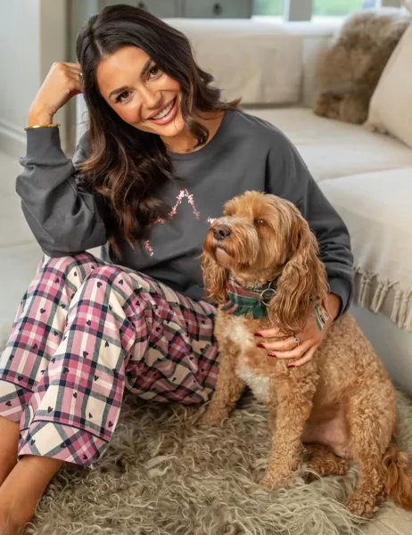 Pour Moi Pure Cotton Heart Check Pyjama Set Grey Mix