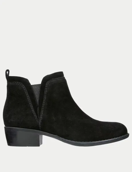 Skechers Texas Rodeo Nght Suede Block Heel Ankle Boots Black