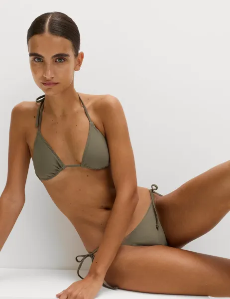 Marks & Spencer Tie Side Bikini Bottoms Dark Khaki