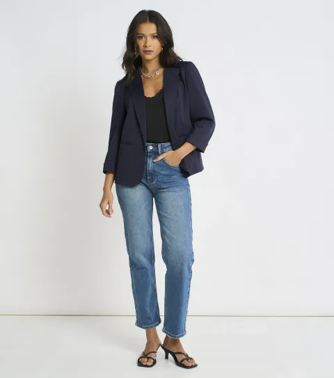 Women's Navy Open Front Blazer