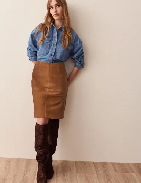 Per Una Suede Knee Length A Line Skirt Brown
