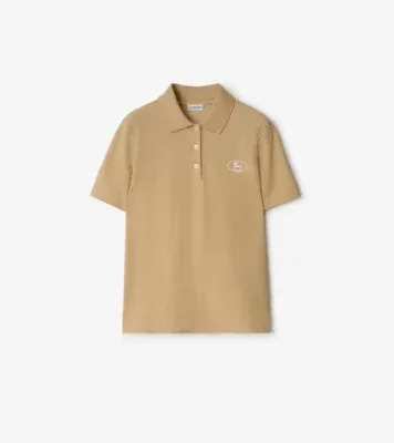 Cotton Polo Shirt in Flax beige