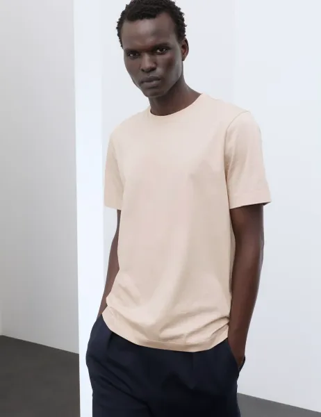 Autograph Pure Supima Cotton Performance Crew Neck T-shirt Flax