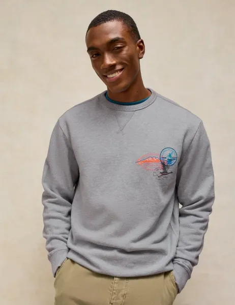 White Stuff Pure Cotton Crew Neck Graphic Sweatshirt Grey Mix