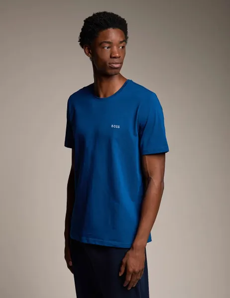 Boss Regular Fit Cotton Rich Crew Neck T-Shirt Light Blue