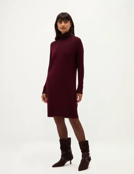 Hobbs Merino Wool Blend High Neck Mini Knitted Dress
