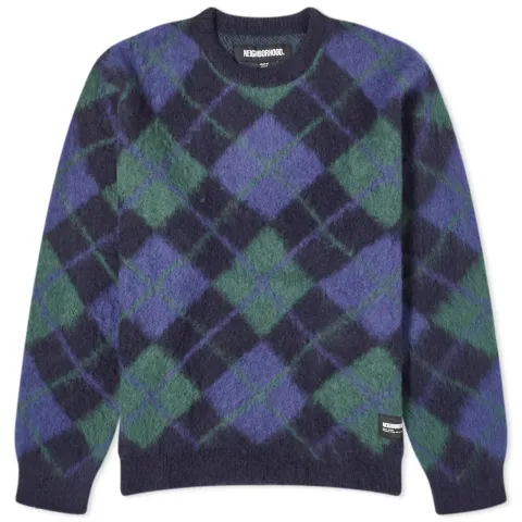 Argyle Patterned Mohair Sweater