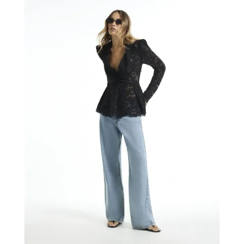 River Island Lace V Neck Peplum Top