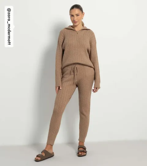 Women's by Zara McDermott Tan Cable Knit Joggers