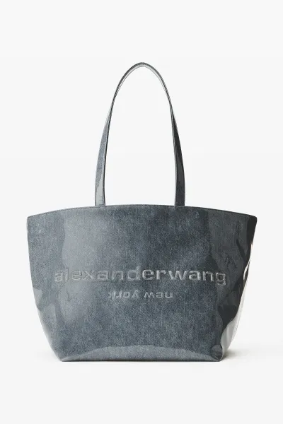Lacquered Denim Punch Large Tote