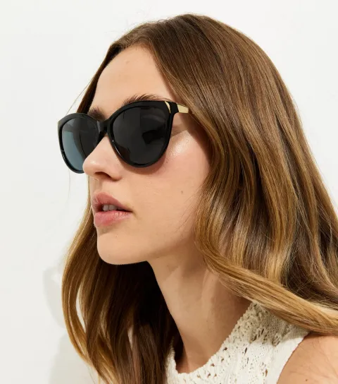 New Look Black Tortoiseshell Effect Cat Eye Sunglasses