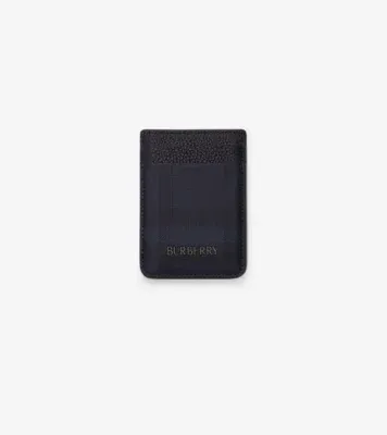 City Check Magnetic Card Case in Navy - Men, Technical, Cotton