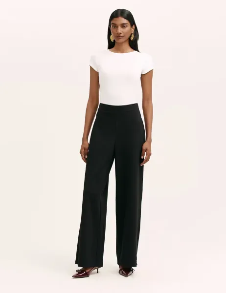 Finery London Jersey Elasticated Waist Wide Leg Trousers