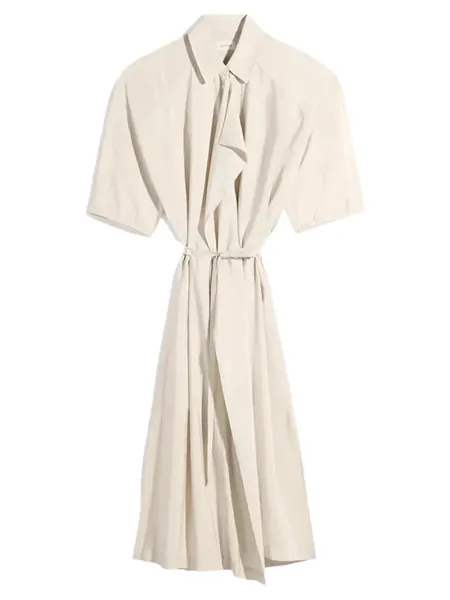 Asymmetrical Shirt Dress Oat Milk
