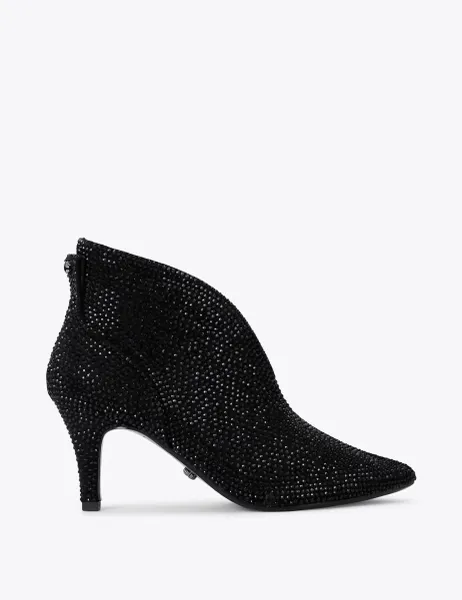 Carvela Wide Fit Sparkle Stiletto Heel Ankle Boots Black Mix