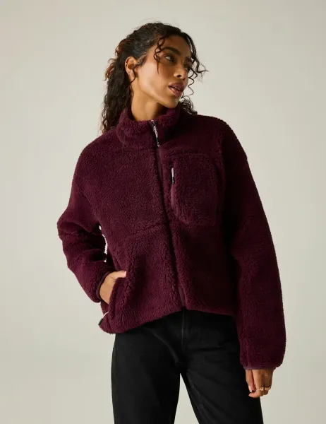 Regatta Roswind Funnel Neck Fleece Top Burgundy
