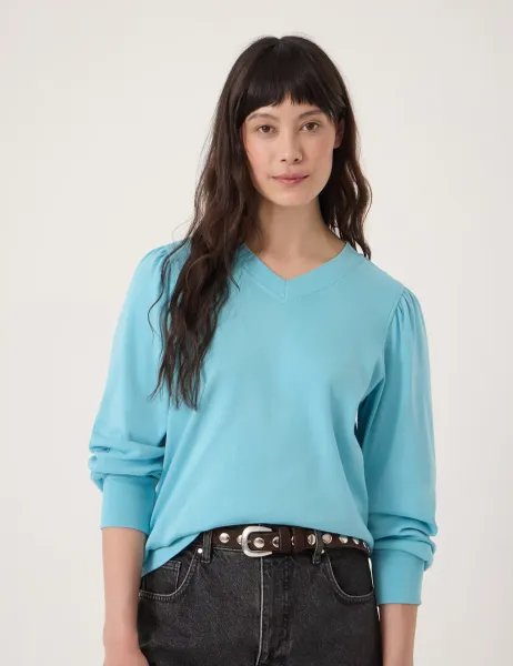 HUSH Pure Cotton V-Neck Puff Sleeve Top