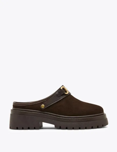 Steve Madden Erba Suede Horsebit Mules Brown